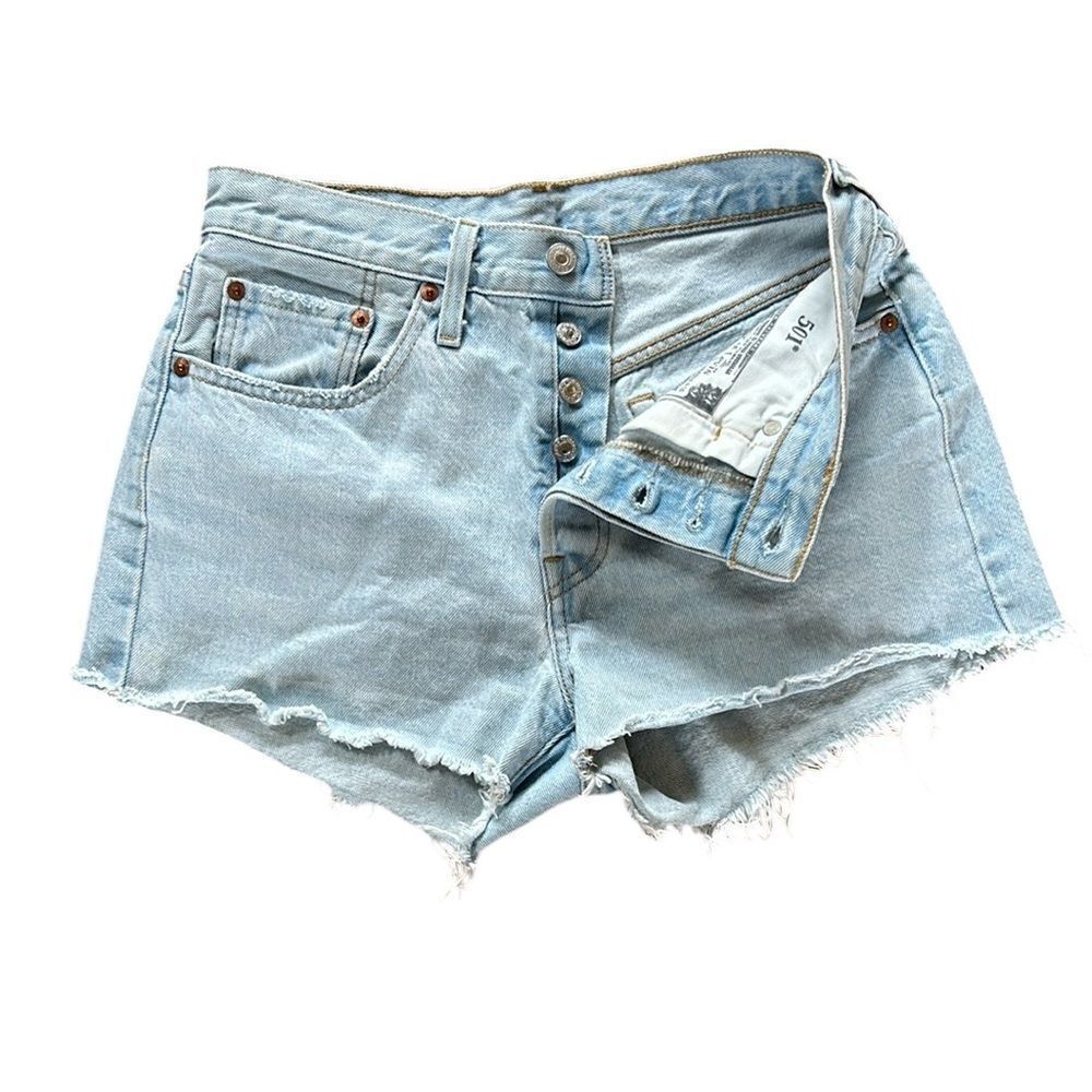 Levi's 501 Light Wash Jean Shorts - Picture 2 of 8